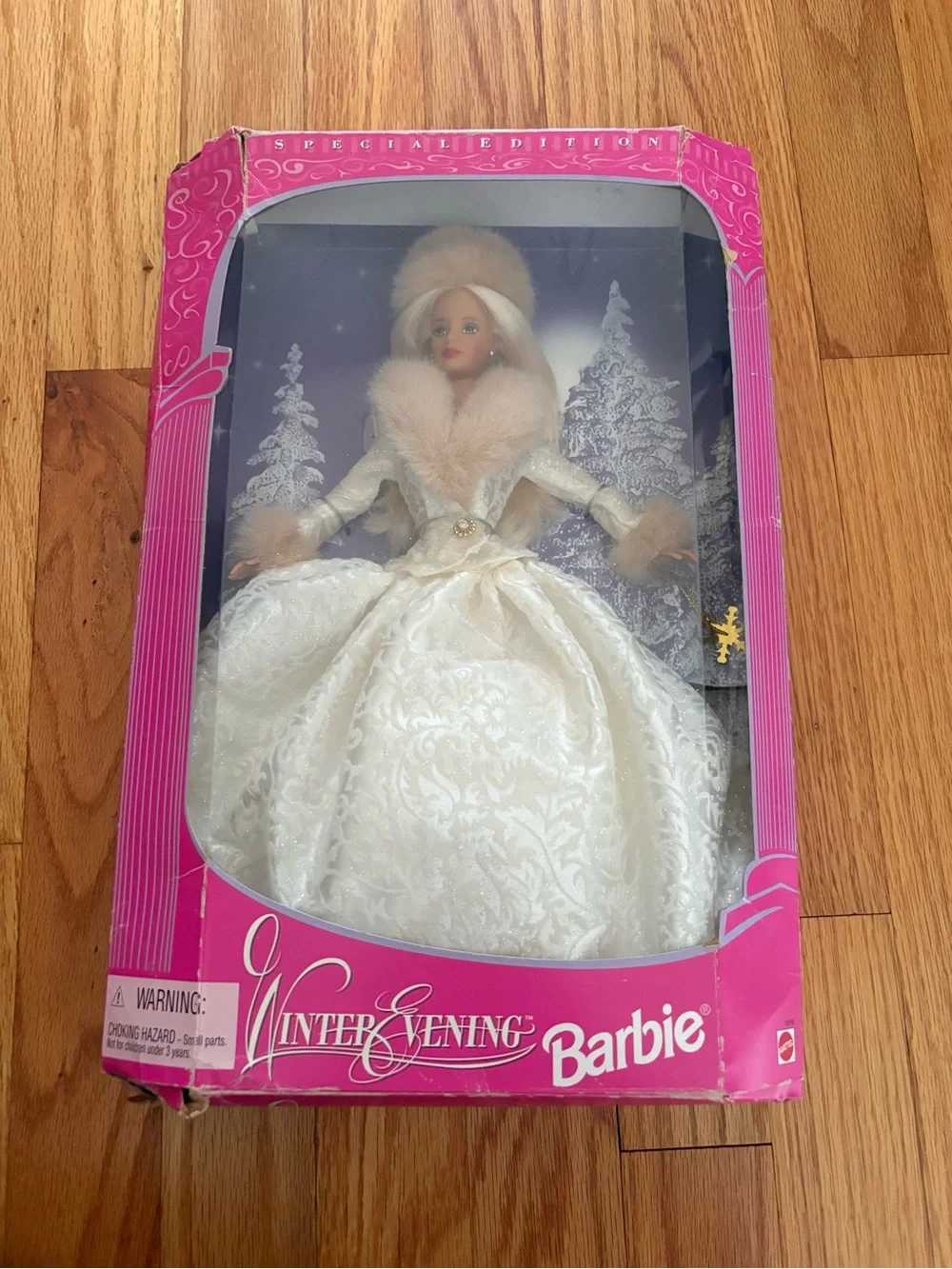 New VTG 1990’s 1998 Mattel Winter Evening Barbie Blonde In Original Pink Box OS